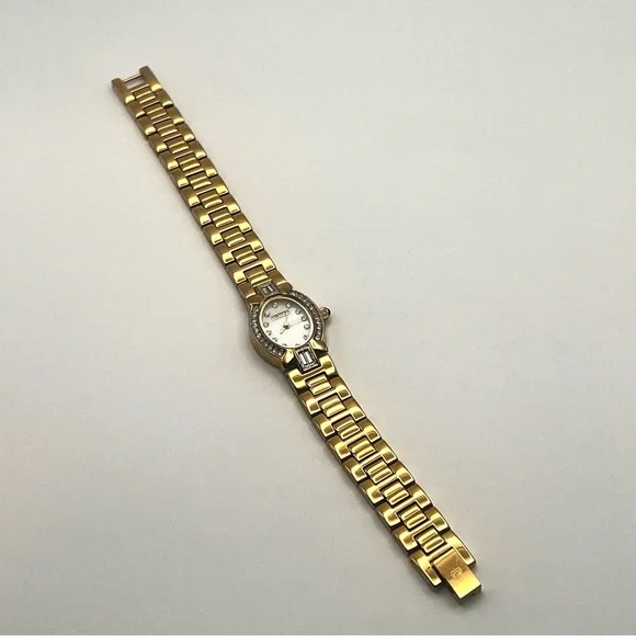 Croton Gold Tone Womens Bracelet Watch with Crystal Accents 6.5" New Battery - Picture 6 of 12